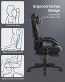 SONGMICS Bürostuhl, Schreibtischstuhl, ausziehbare Fußstütze, Kopfkissen, Lendenkissen, höhenverstellbar, ergonomisch, neigbare Rückenlehne, bis 150 kg belastbar, tintenschwarz OBG073B05