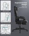 SONGMICS Bürostuhl, Schreibtischstuhl, ausziehbare Fußstütze, Kopfkissen, Lendenkissen, höhenverstellbar, ergonomisch, neigbare Rückenlehne, bis 150 kg belastbar, tintenschwarz OBG073B05