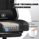 GTPLAYER Gaming Stuhl Ergonomischer Gaming Sessel Schreibtischstuhl mit Stoffoberfläche, Federsitzkissen, Verbindungsarmlehnen und Fußstütze hellschwarz