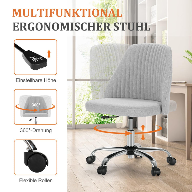 DUMOS Bürostuhl Schreibtischstuhl schminktisch Stuhl kleine Schreibtischstühle mit Rollen niedlicher Drehstuhl mit Rückenlehne armlos Heimbüro