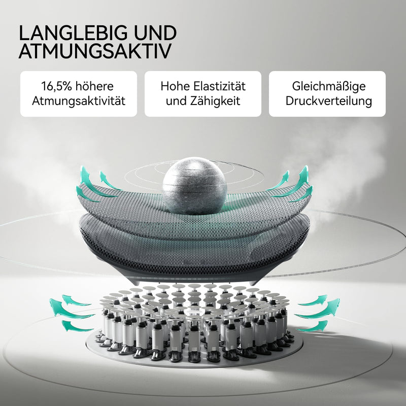 Hbada E3 Pro Ergonomischer Bürostuhl mit 3-Zonen dynamischer Lendenwirbelstütze, 4D verstellbare Kopfstütze, 6D-Armlehnen verstellbar, Schreibtischstuhl mit Fußstütze, Grau