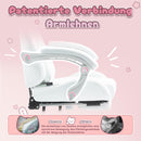 Dowinx Gaming Stuhl - Süße Katze Edition - Ergonomischer Computerstuhl mit Hoher Rückenlehne und Lendenwirbelstütze, PU-Leder, Fußstütze, Weiße Katze