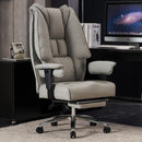 EXCEBET Bürostuhl Ergonomisch, Chefsessel mit Hoher Rückenlehne, Verstellbaren Armlehnen und Breitem Sitz, PU Leder Drehstuhl, Höhenverstellbar Schreibtischstuhl, Belastbar bis 200 kg (HELLGRAU)