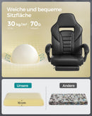 SONGMICS Bürostuhl, Schreibtischstuhl, ausziehbare Fußstütze, Kopfkissen, Lendenkissen, höhenverstellbar, ergonomisch, neigbare Rückenlehne, bis 150 kg belastbar, tintenschwarz OBG073B05