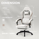 Dowinx Gaming Stuhl Stoff, Massage Gaming Sessel mit Fußstütze, Ergonomischer PC Stuhl Gamer Stuhl Bürostuhl 150 kg belastbarkeit, Beige
