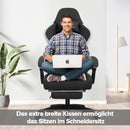 GTPLAYER Gaming Stuhl Ergonomischer Gaming Sessel Schreibtischstuhl mit Stoffoberfläche, Federsitzkissen, Verbindungsarmlehnen und Fußstütze hellschwarz