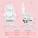 Dowinx Gaming Stuhl - Süße Katze Edition - Ergonomischer Computerstuhl mit Hoher Rückenlehne und Lendenwirbelstütze, PU-Leder, Fußstütze, Weiße Katze