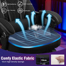 WOLTU Gaming Stuhl Stoff Stoff Kühl im Sommer Ergonomischer, 150 kg Belastbarkeit Verstellbarer Rückenlehne, Ergonomische Lendenstütze, Fußstütze, Büro- & Game-Sessel, Schwarz+Grau