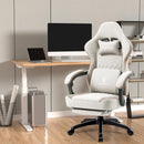 Dowinx Gaming Stuhl Stoff, Massage Gaming Sessel mit Fußstütze, Ergonomischer PC Stuhl Gamer Stuhl Bürostuhl 150 kg belastbarkeit, Beige