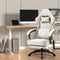 Dowinx Gaming Stuhl Stoff, Massage Gaming Sessel mit Fußstütze, Ergonomischer PC Stuhl Gamer Stuhl Bürostuhl 150 kg belastbarkeit, Beige