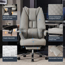 EXCEBET Bürostuhl Ergonomisch, Chefsessel mit Hoher Rückenlehne, Verstellbaren Armlehnen und Breitem Sitz, PU Leder Drehstuhl, Höhenverstellbar Schreibtischstuhl, Belastbar bis 200 kg (HELLGRAU)