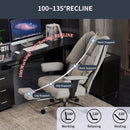 EXCEBET Bürostuhl Ergonomisch, Chefsessel mit Hoher Rückenlehne, Verstellbaren Armlehnen und Breitem Sitz, PU Leder Drehstuhl, Höhenverstellbar Schreibtischstuhl, Belastbar bis 200 kg (HELLGRAU)