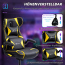 Vinsetto Gaming Stuhl mit Wippen- und Schkelfunktion, ergonomischer Computerstuhl, höhenverstellbar, drehbar Schreibtischstuhl mit Lautsprecher, bis 120 kg belastbar, Schwarz+Gelb