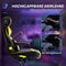 Vinsetto Gaming Stuhl mit Wippen- und Schkelfunktion, ergonomischer Computerstuhl, höhenverstellbar, drehbar Schreibtischstuhl mit Lautsprecher, bis 120 kg belastbar, Schwarz+Gelb